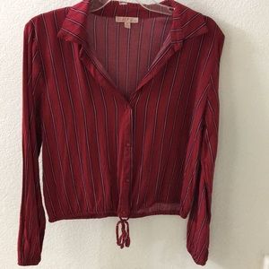 Red striped button down long sleeve